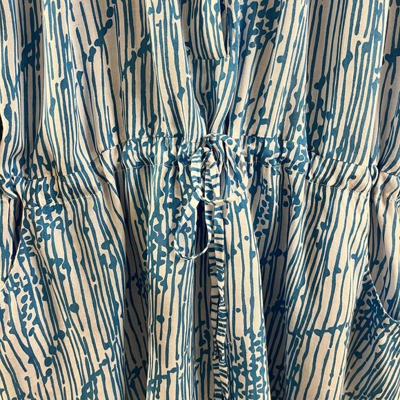 Vix by Paula Hermanny Women's Sz S Swim Cover-up Blue Drawstring Pockets Button - Picture 6 of 13